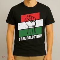 Free Palestine Flag Colors Blocks Protest Fist  T-Shirt thumb 3