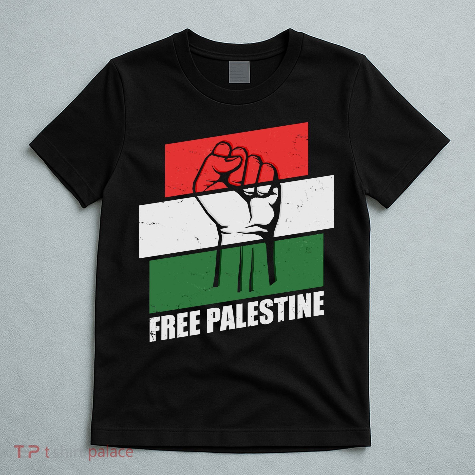 Free Palestine Flag Colors Blocks Protest Fist  T-Shirt