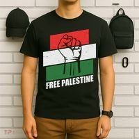 Free Palestine Flag Colors Blocks Protest Fist  T-Shirt thumb 6