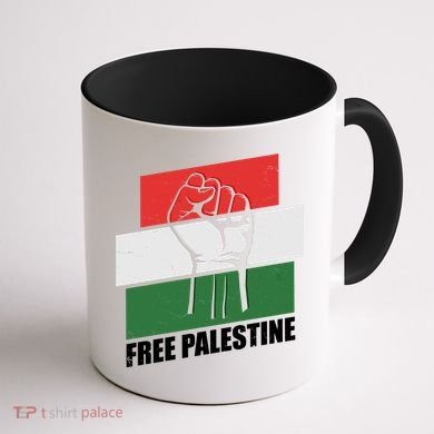 Free Palestine Flag Colors Blocks Protest Fist  Coffee Mug back