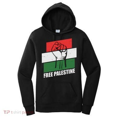 Free Palestine Flag Colors Blocks Protest Fist  Women's Hoodie
