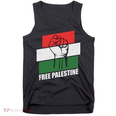 Free Palestine Flag Colors Blocks Protest Fist  Tank Top