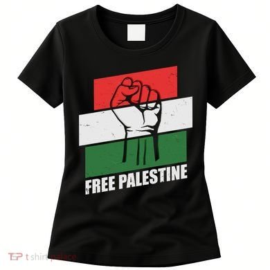 Free Palestine Flag Colors Blocks Protest Fist  Women's T-Shirt