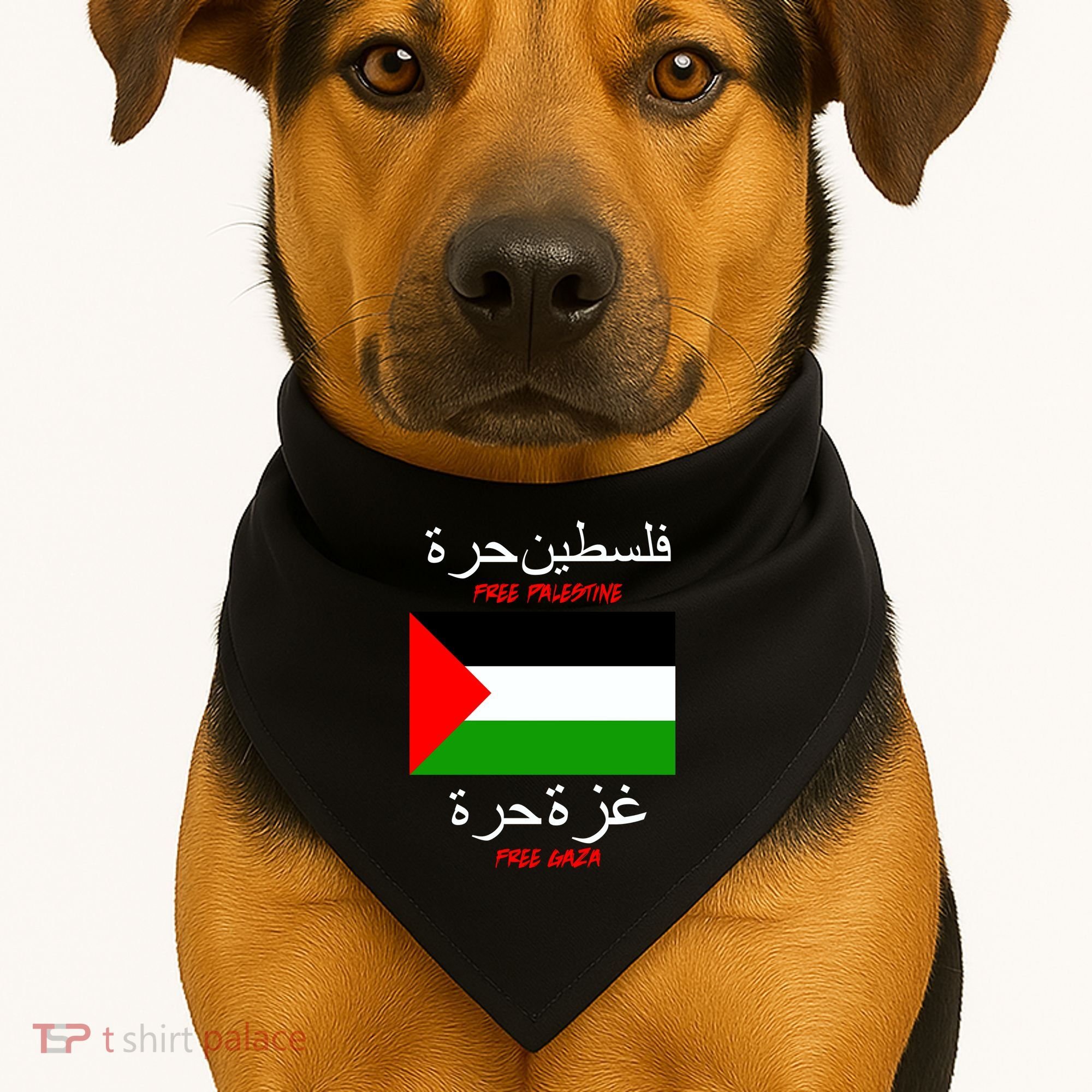 Free Palestine Gaza Arabic Writing Flag USA-Made Doggie Bandana