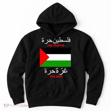 Free Palestine Gaza Arabic Writing Flag Hoodie