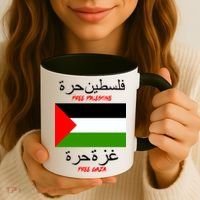 Free Palestine Gaza Arabic Writing Flag Coffee Mug thumb 3