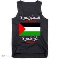 Free Palestine Gaza Arabic Writing Flag Tank Top thumb 0