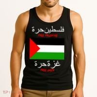 Free Palestine Gaza Arabic Writing Flag Tank Top thumb 3