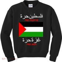 Free Palestine Gaza Arabic Writing Flag Kids Sweatshirt thumb 0
