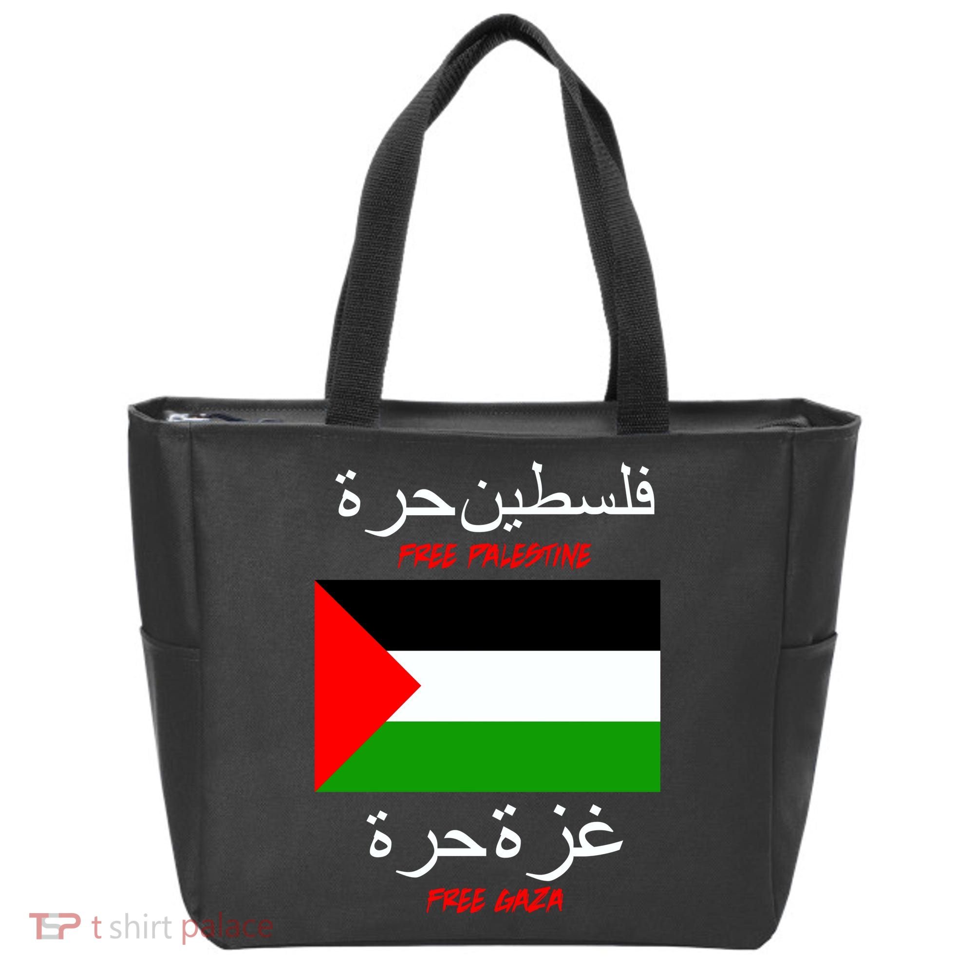 Free Palestine Gaza Arabic Writing Flag Tote Bag