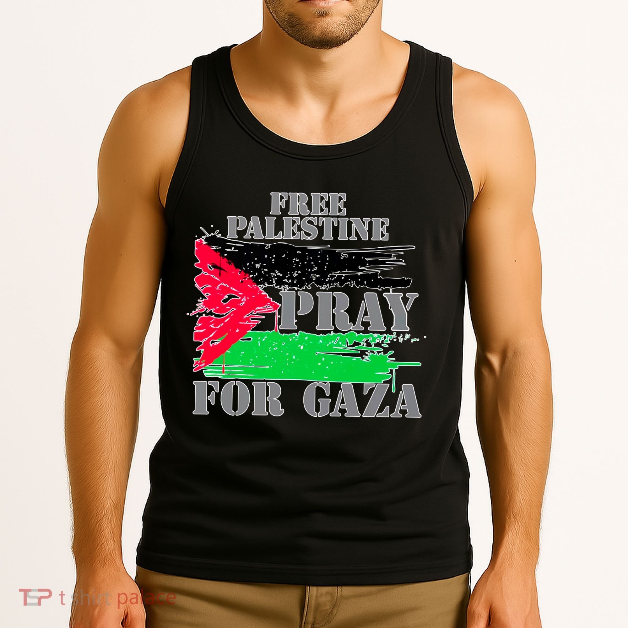 Free Palestine Pray For Gaza Palestinian Flag Tank Top