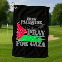 Free Palestine Pray For Gaza Palestinian Flag Golf Towel thumb 1