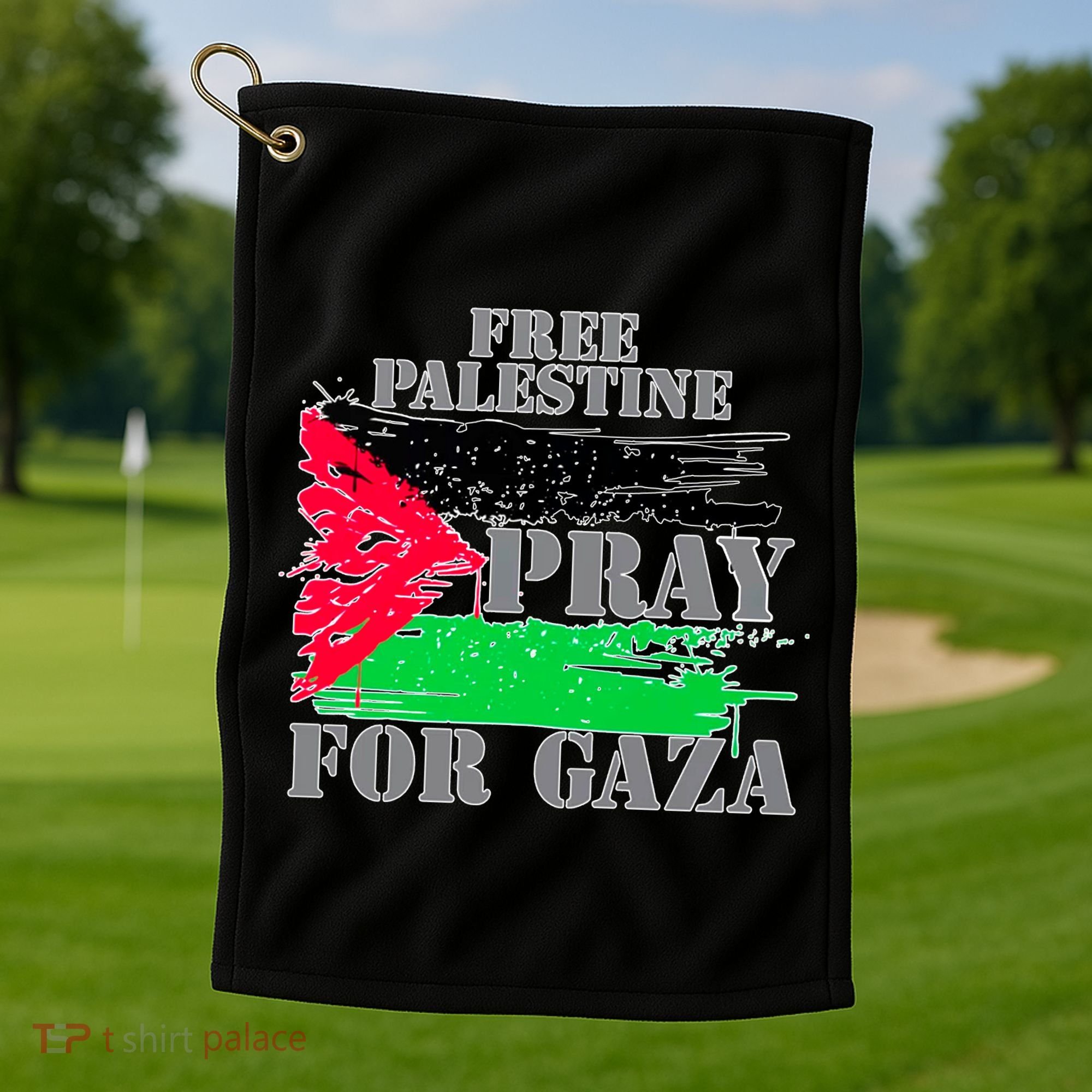 Free Palestine Pray For Gaza Palestinian Flag Golf Towel