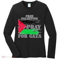 Free Palestine Pray For Gaza Palestinian Flag Women's Long Sleeve Shirt thumb 0
