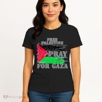 Free Palestine Pray For Gaza Palestinian Flag Women's T-Shirt thumb 4