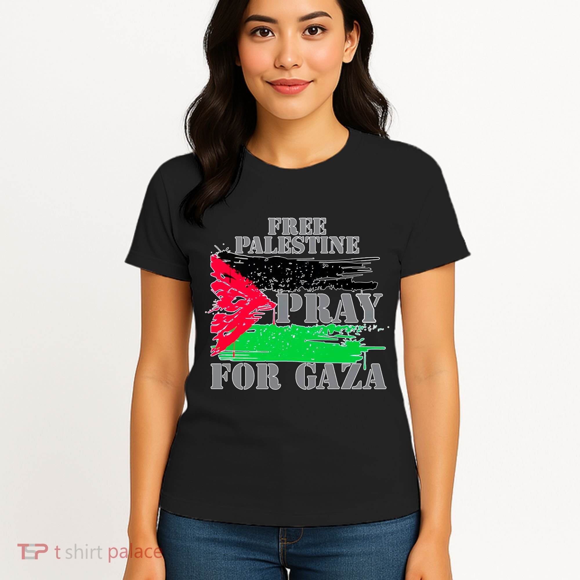 Free Palestine Pray For Gaza Palestinian Flag Women's T-Shirt
