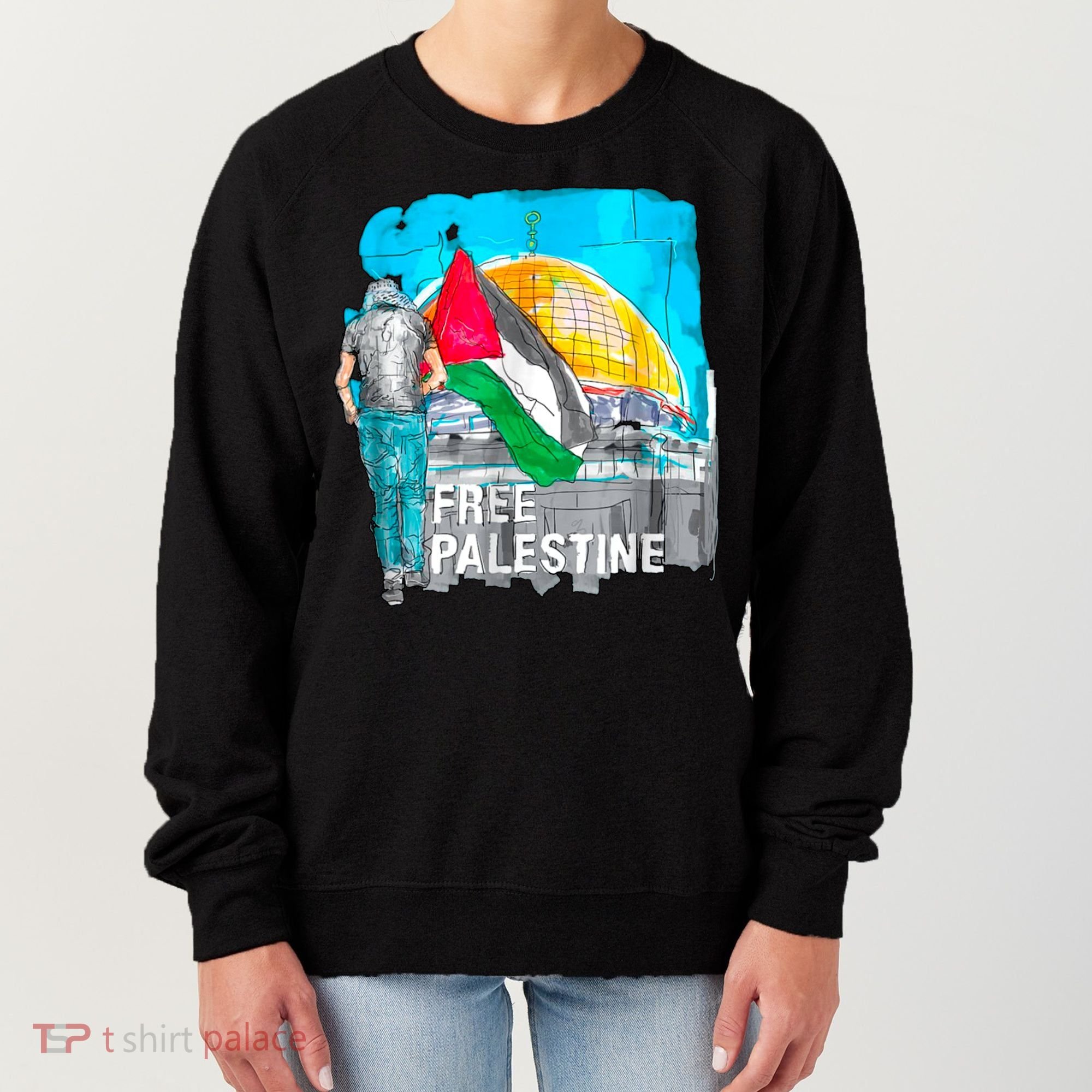 Free Palestine Save Gaza Ilustraion Women's Sweatshirt