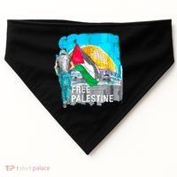 Free Palestine Save Gaza Ilustraion USA-Made Doggie Bandana thumb 0