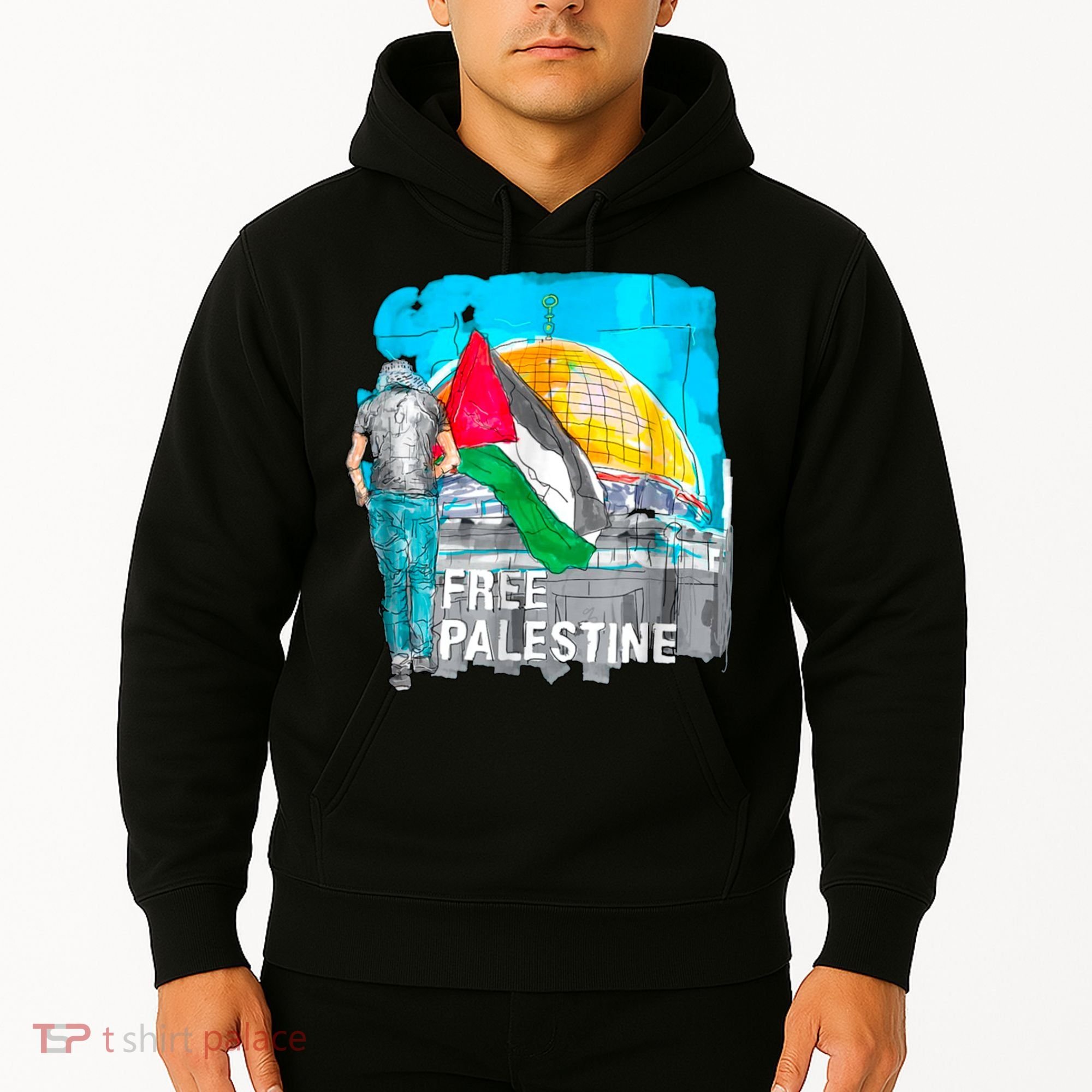 Free Palestine Save Gaza Ilustraion Hoodie