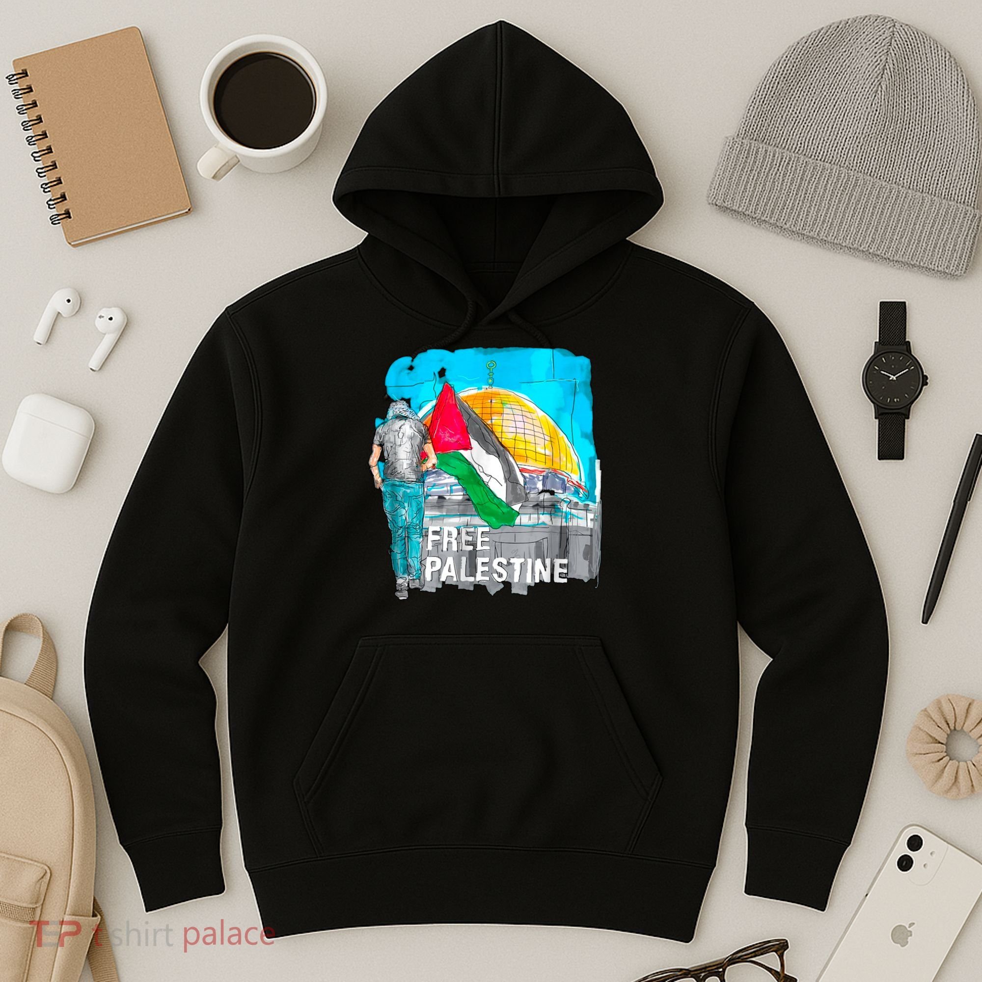 Free Palestine Save Gaza Ilustraion Hoodie