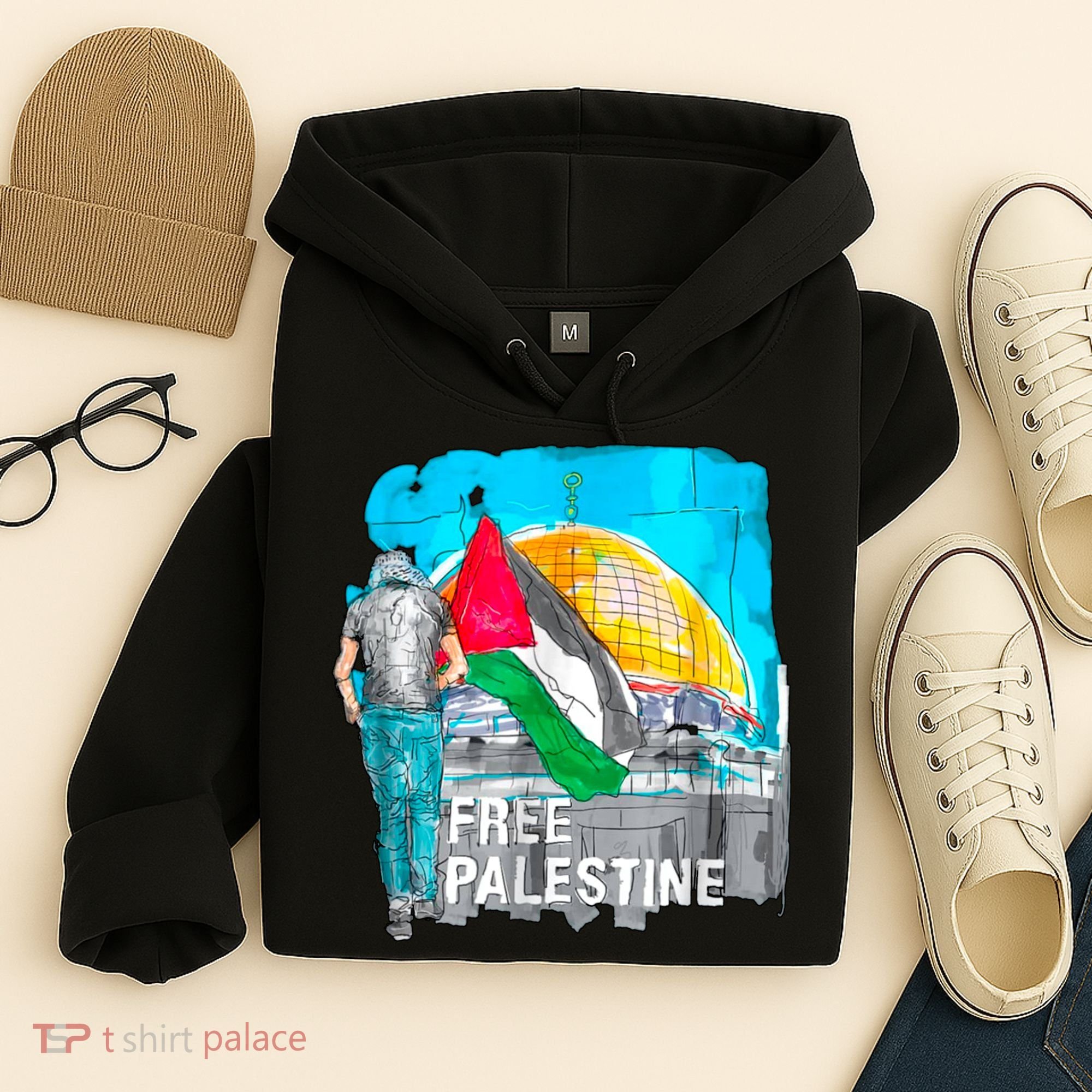 Free Palestine Save Gaza Ilustraion Hoodie