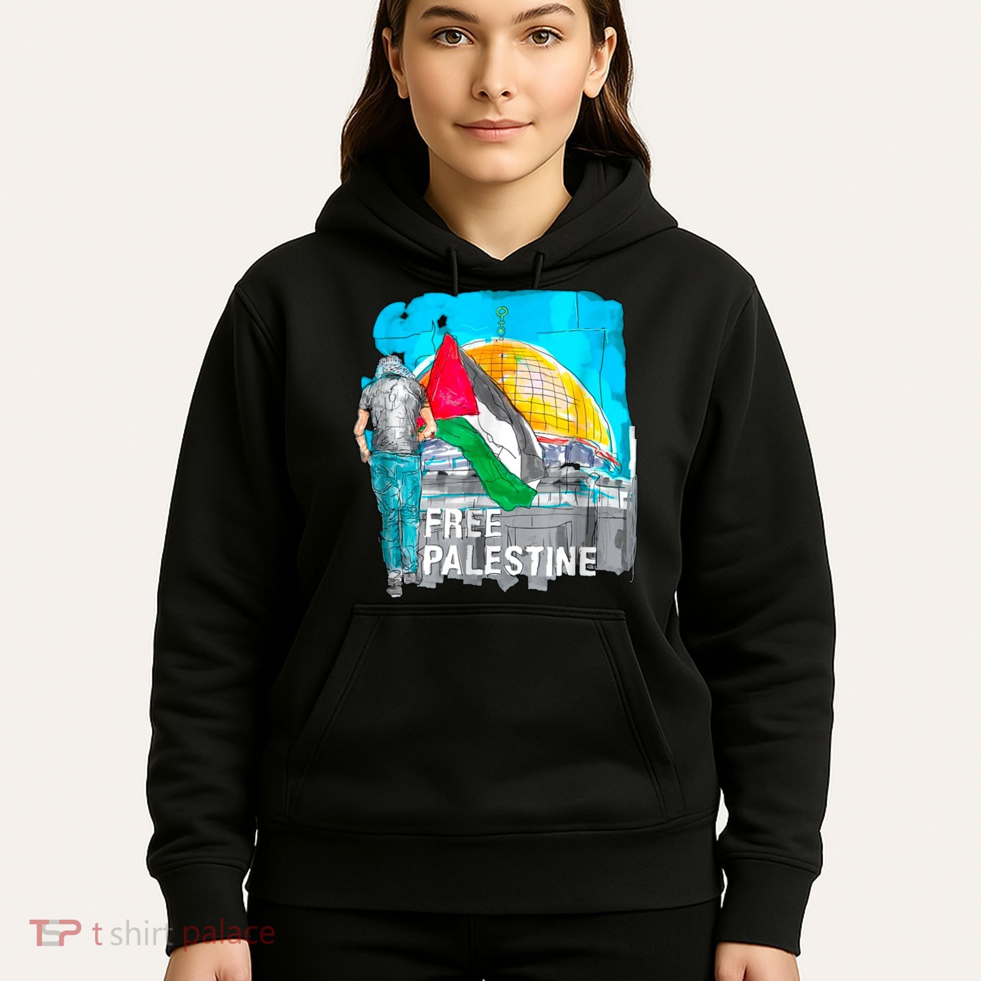 Free Palestine Save Gaza Ilustraion Hoodie