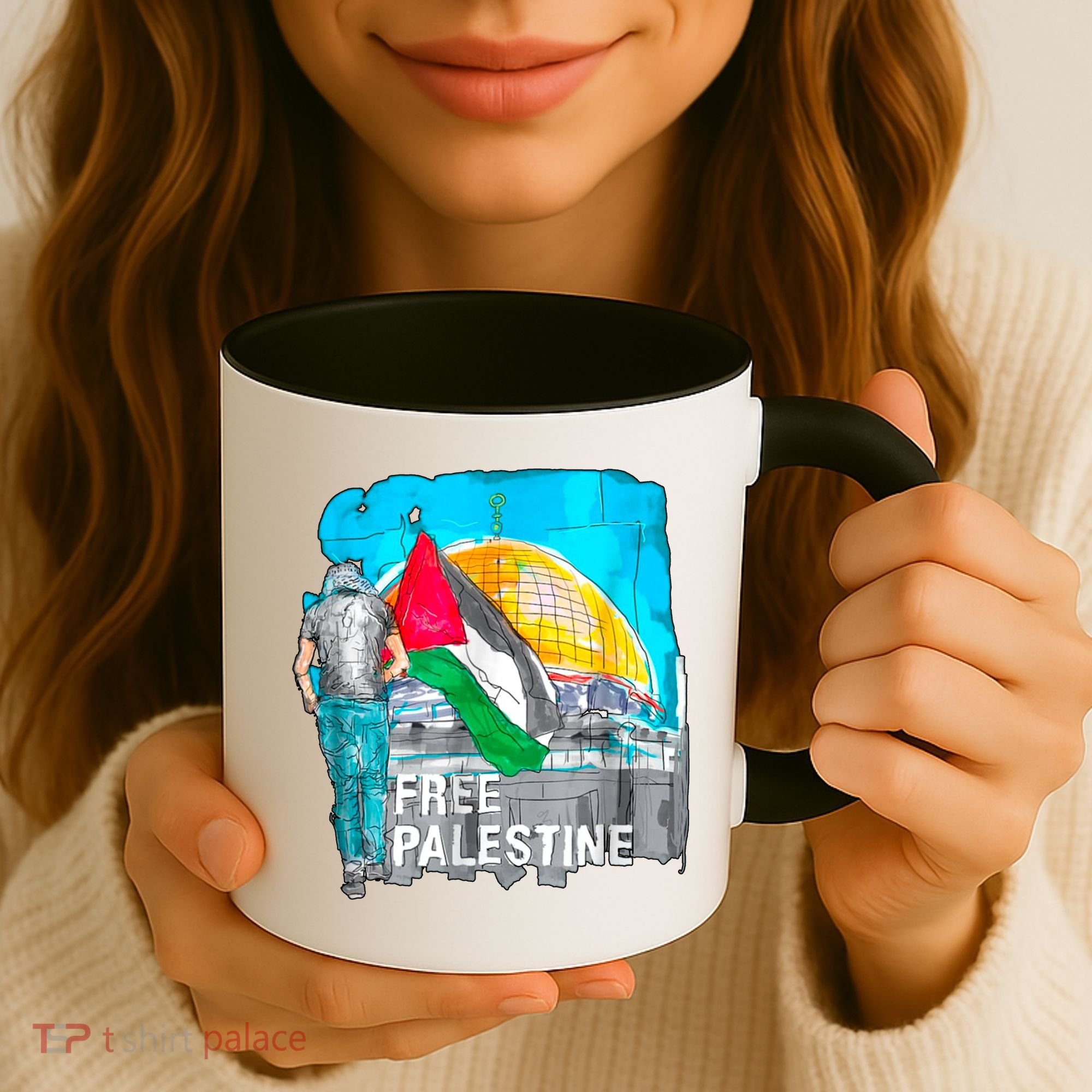 Free Palestine Save Gaza Ilustraion Coffee Mug