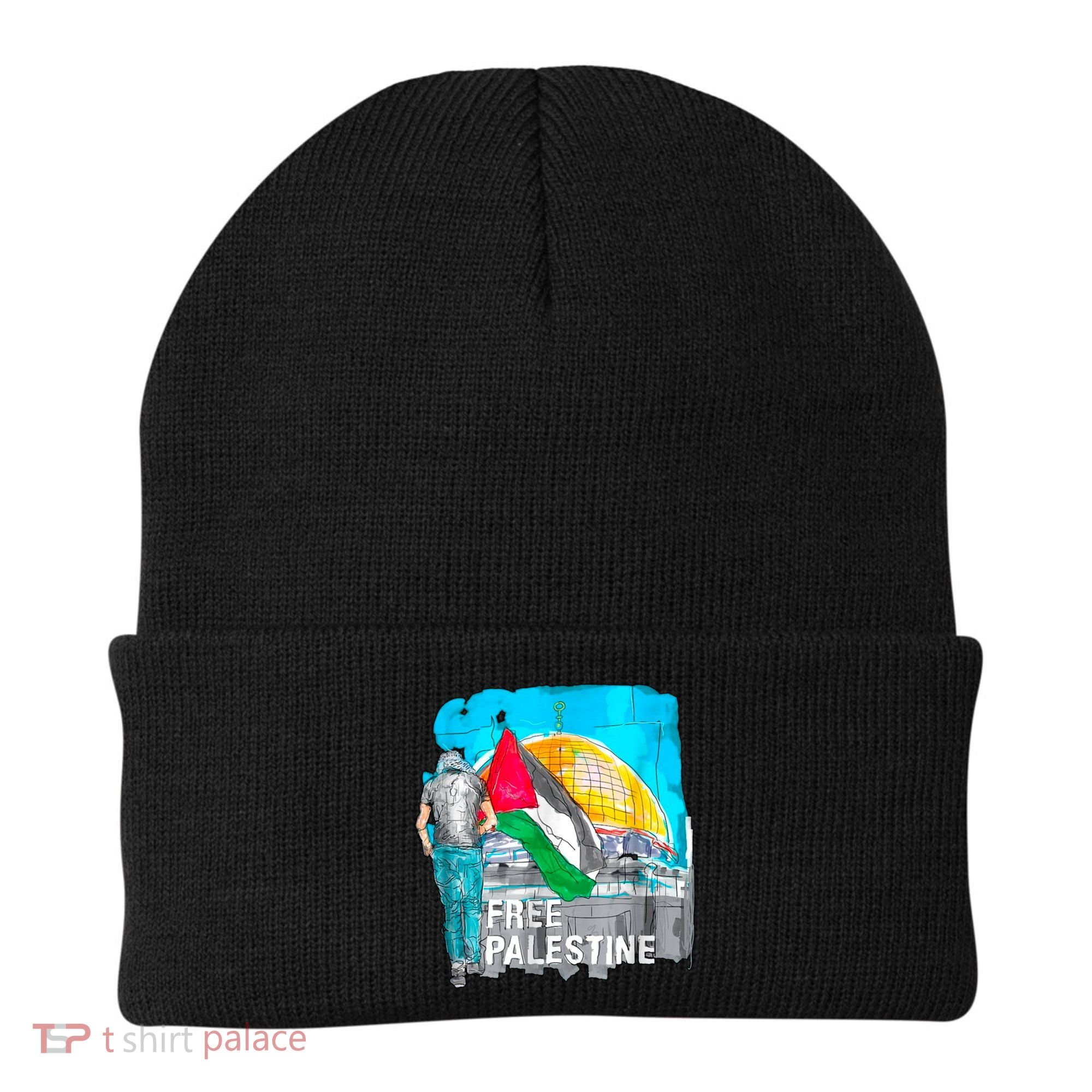 Free Palestine Save Gaza Ilustraion Beanie