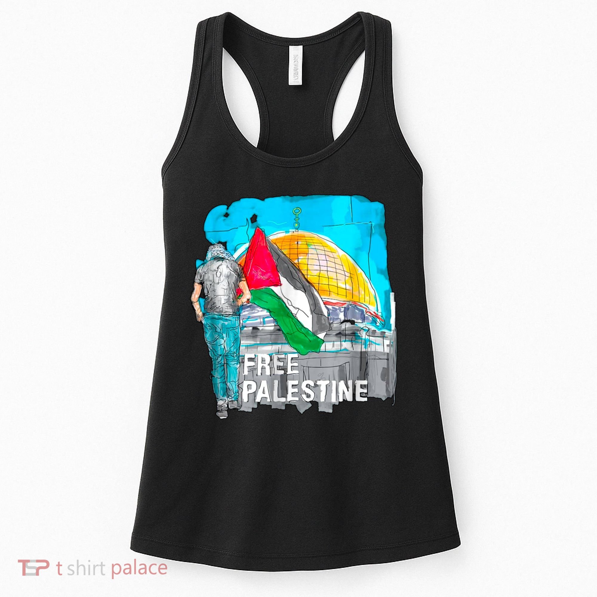 Free Palestine Save Gaza Ilustraion Women's Tank Top