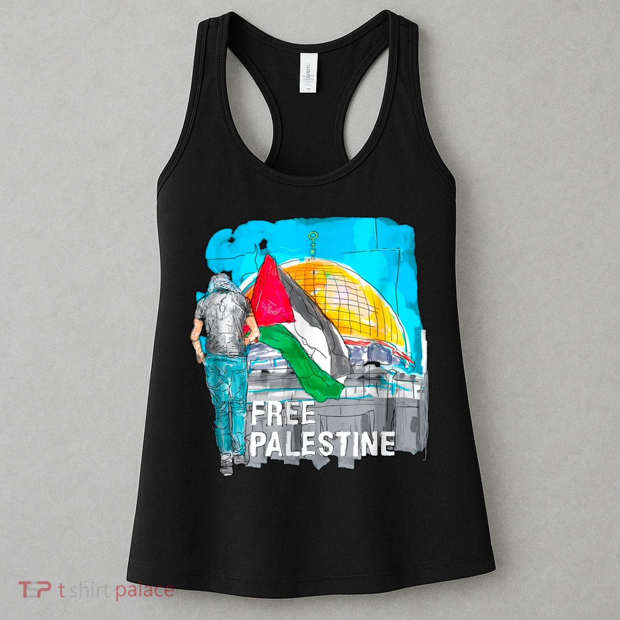 Free Palestine Save Gaza Ilustraion Women's Tank Top