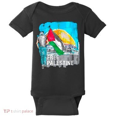 Free Palestine Save Gaza Ilustraion Baby Bodysuit