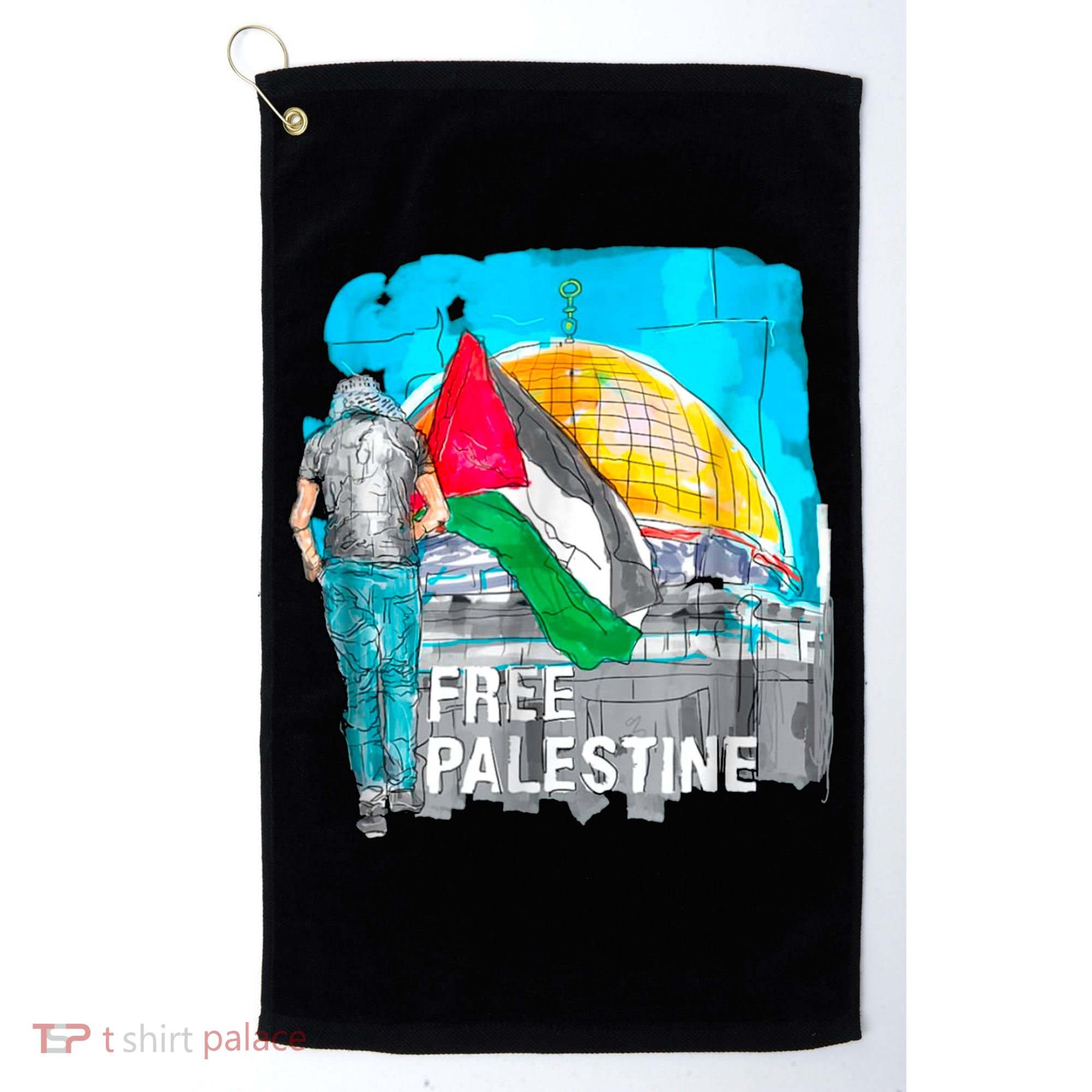 Free Palestine Save Gaza Ilustraion Golf Towel