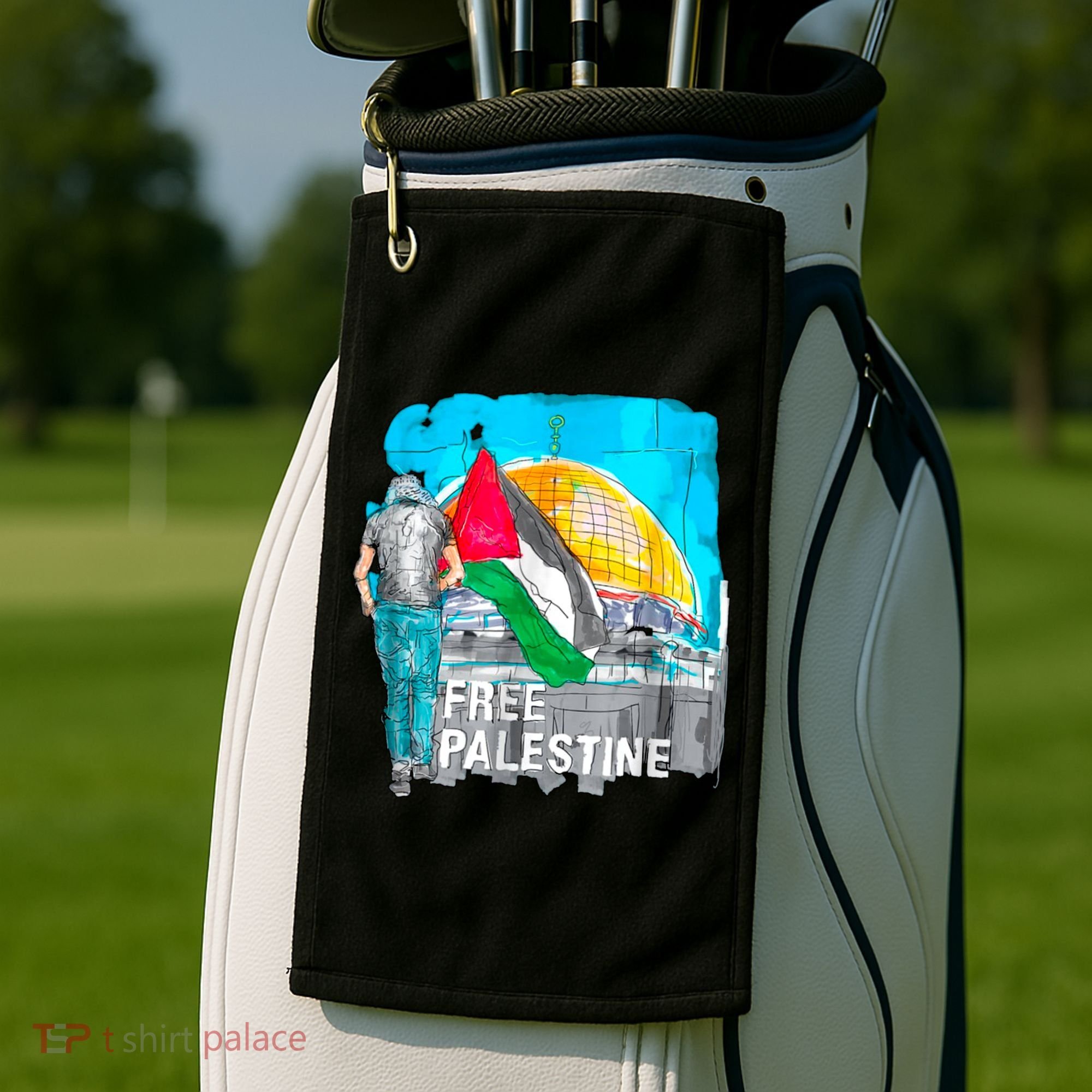 Free Palestine Save Gaza Ilustraion Golf Towel