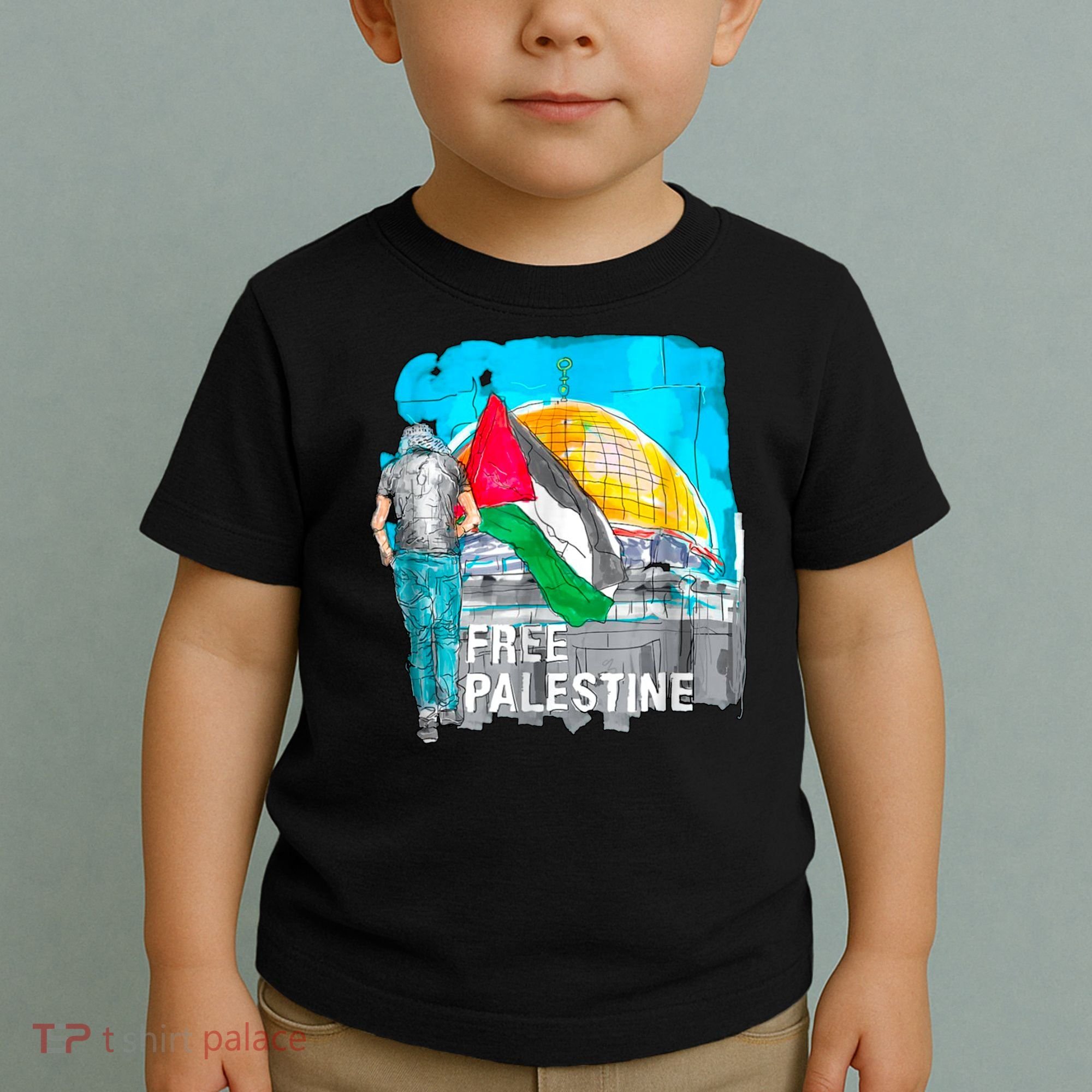 Free Palestine Save Gaza Ilustraion Toddler T-Shirt