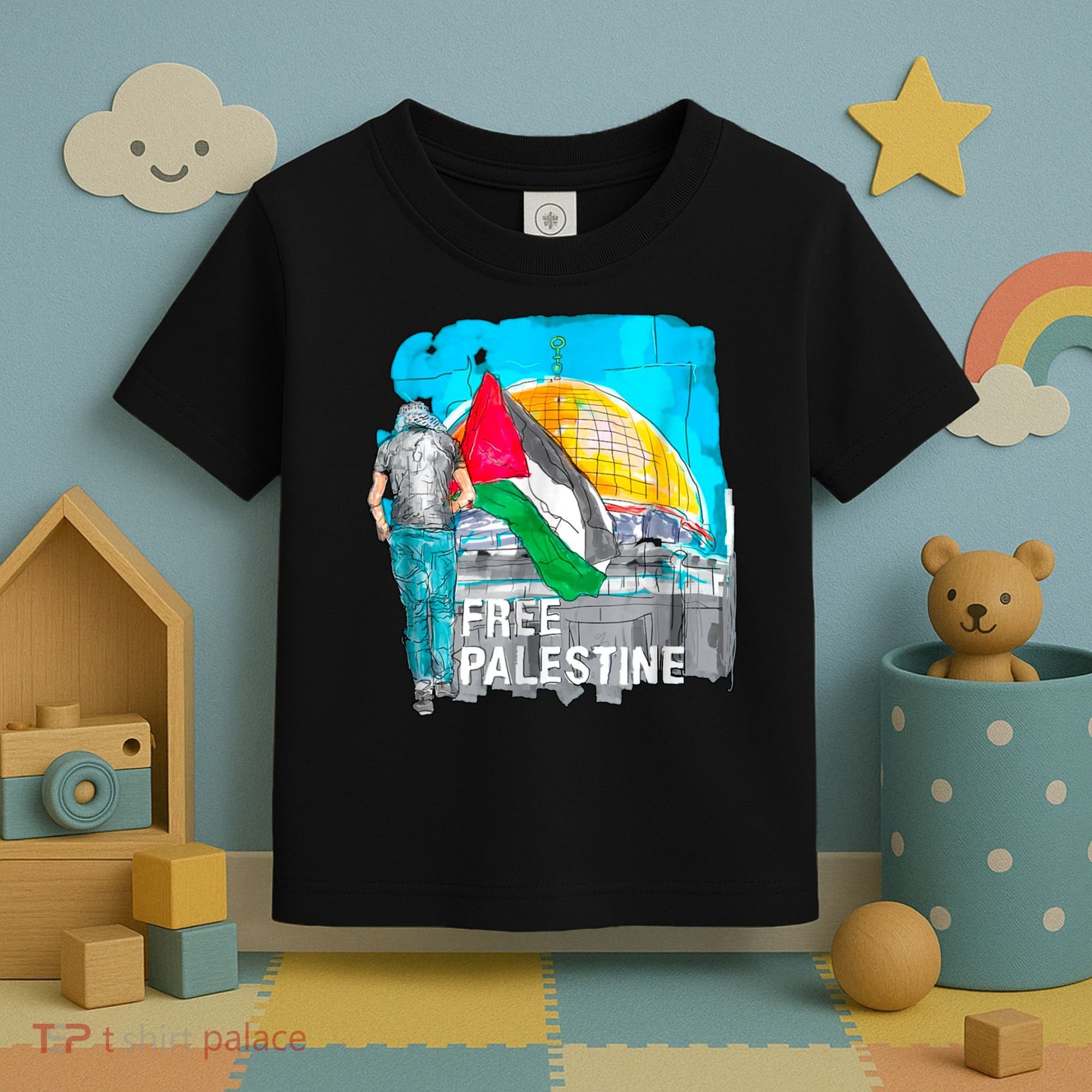 Free Palestine Save Gaza Ilustraion Toddler T-Shirt