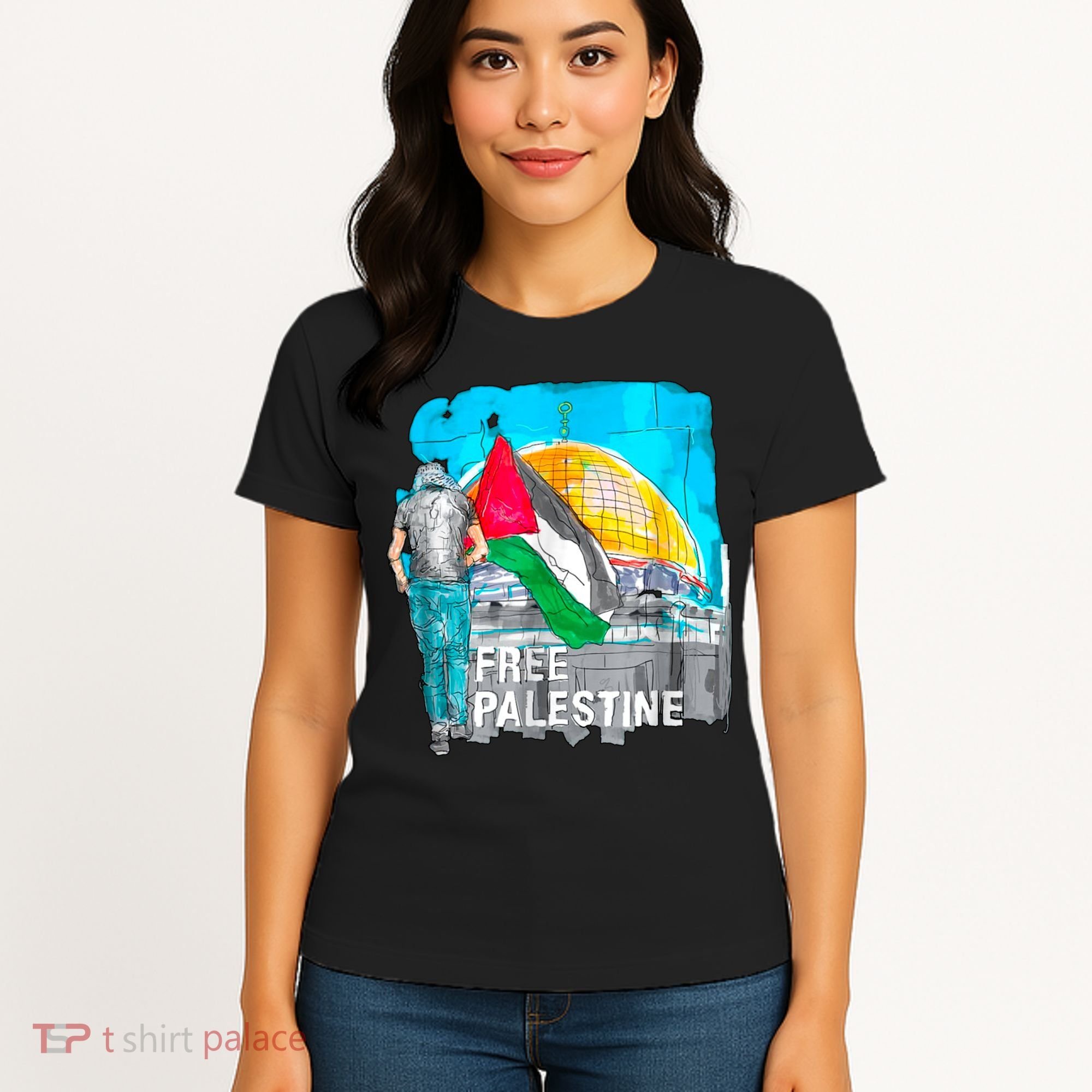 Free Palestine Save Gaza Ilustraion Women's T-Shirt