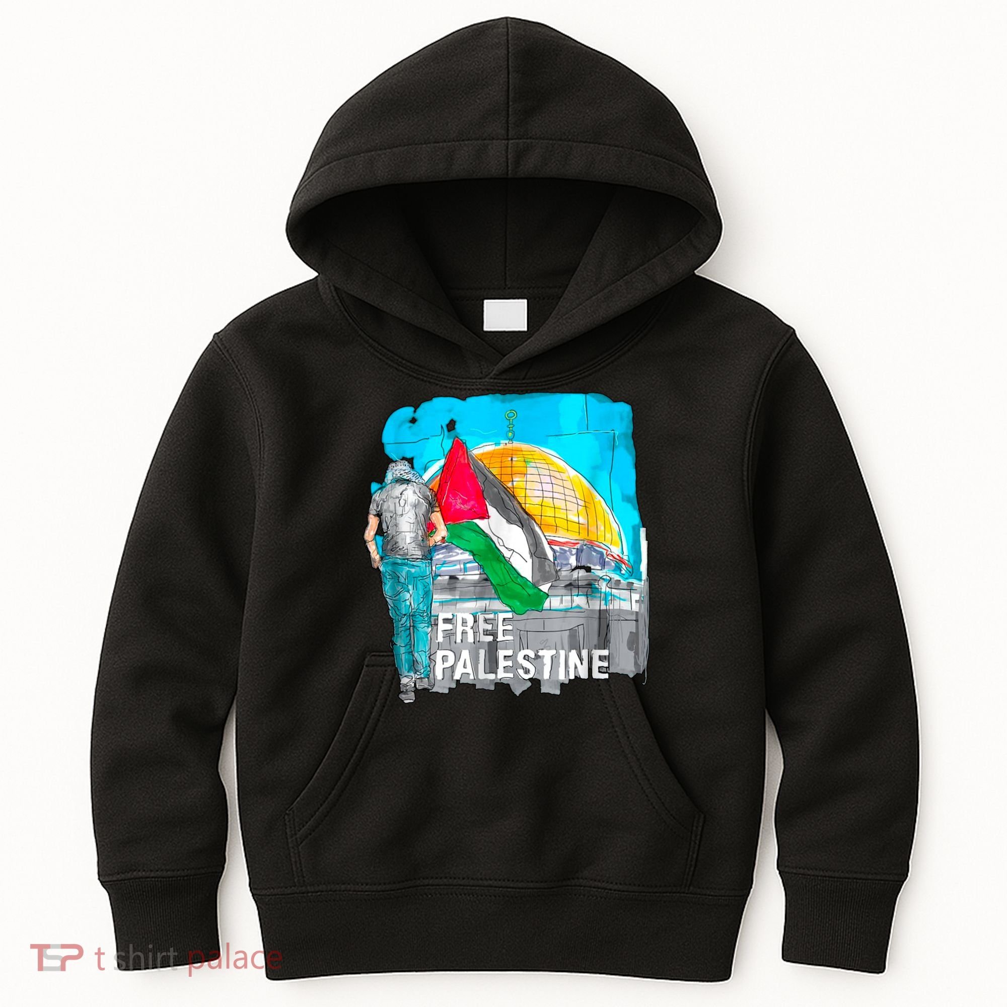 Free Palestine Save Gaza Ilustraion Kids Hoodie