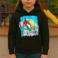 Free Palestine Save Gaza Ilustraion Kids Hoodie thumb 3