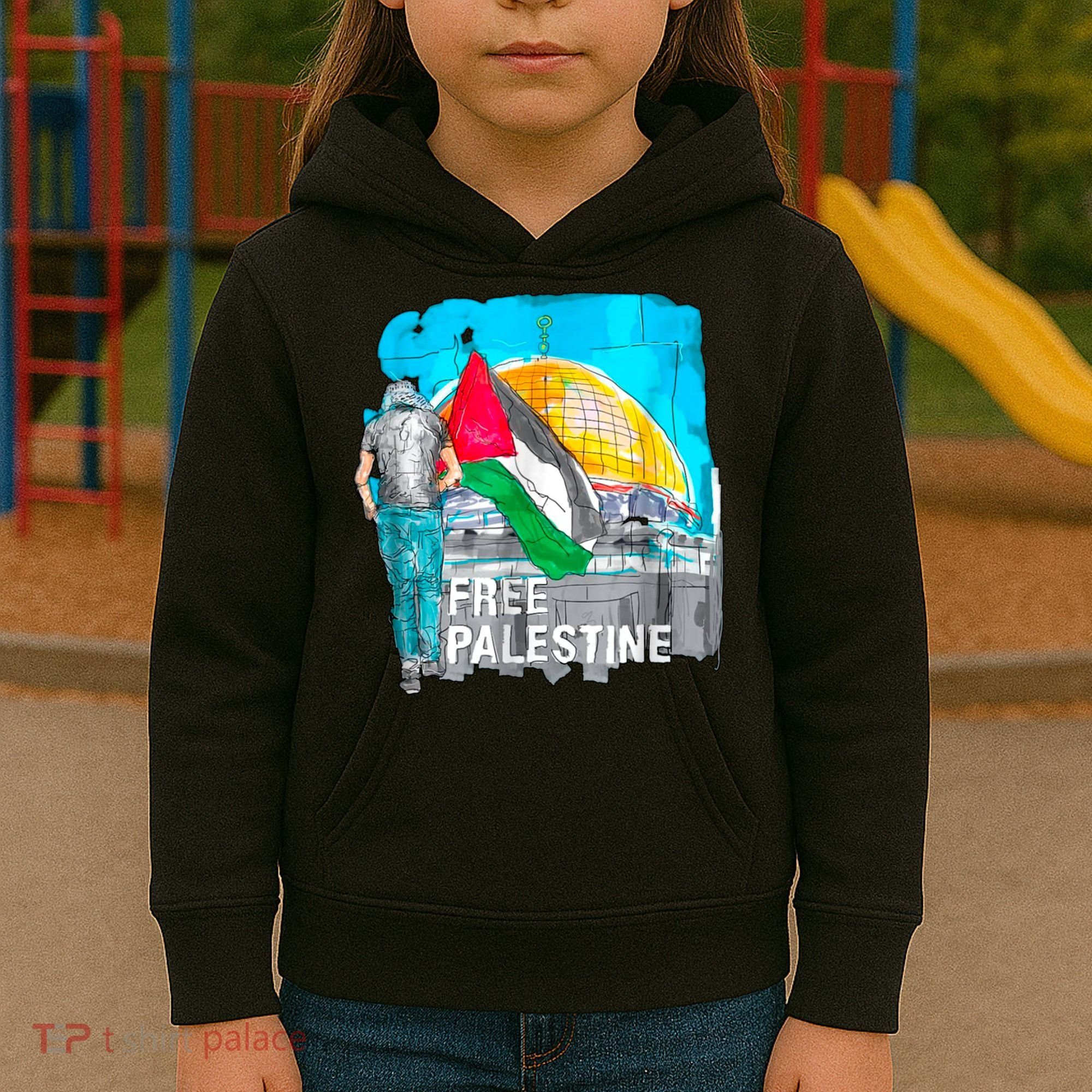 Free Palestine Save Gaza Ilustraion Kids Hoodie