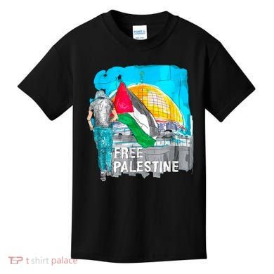 Free Palestine Save Gaza Ilustraion Kids T-Shirt