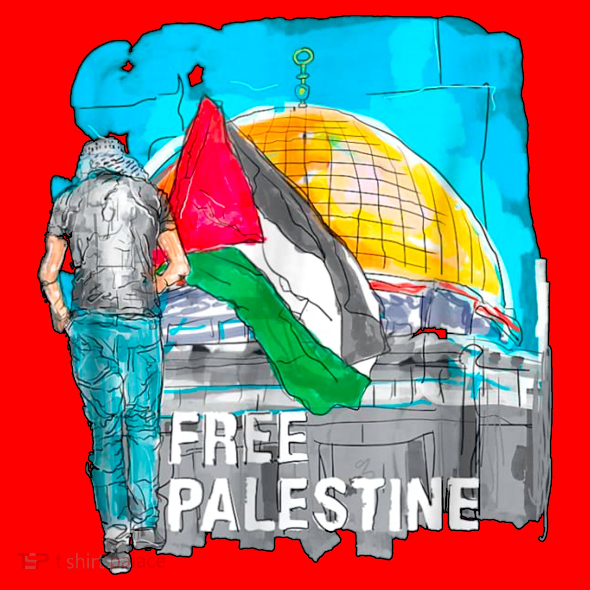 Free Palestine Save Gaza Ilustraion Santa Hat