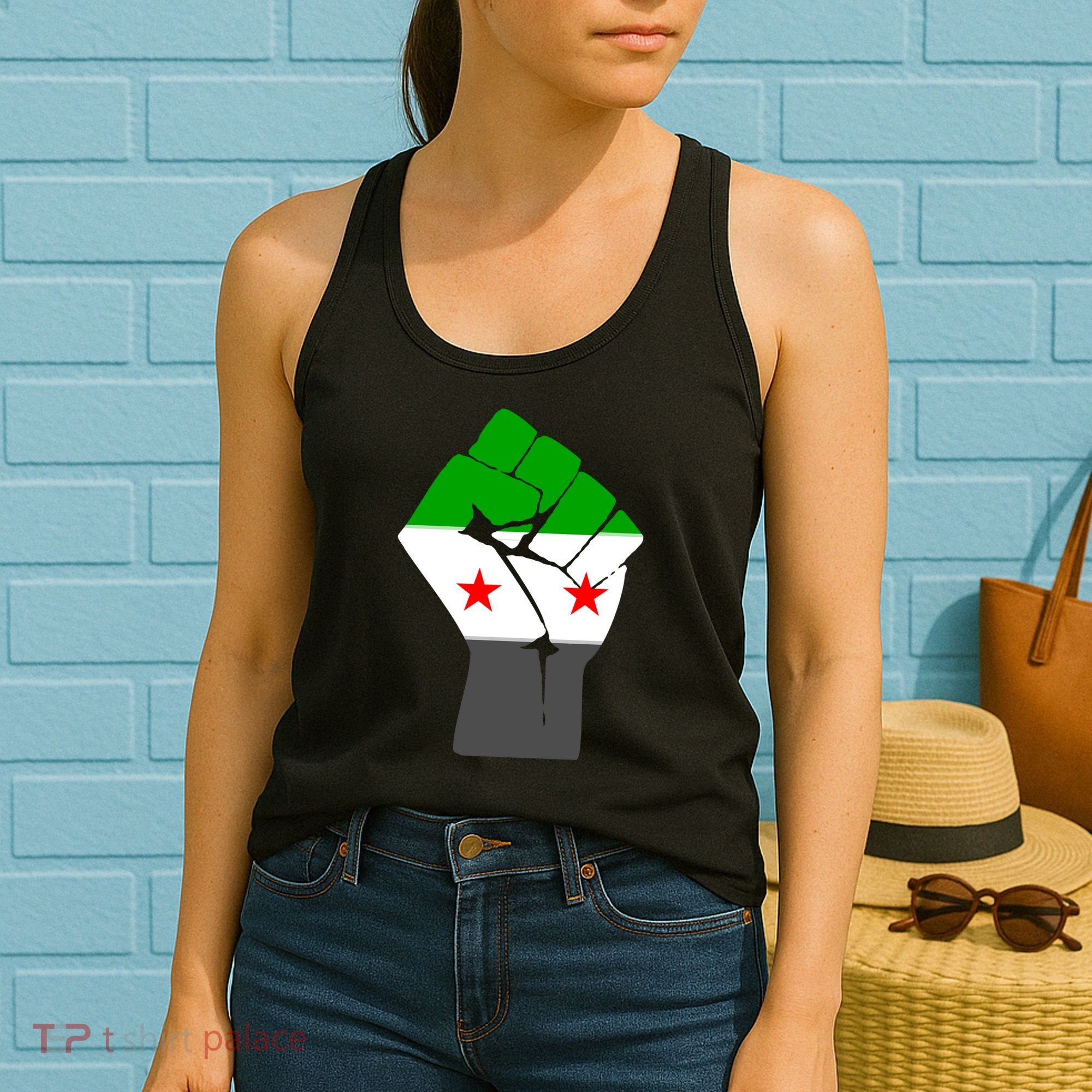 Free Syria Revolution Fist Flag Women's Tank Top
