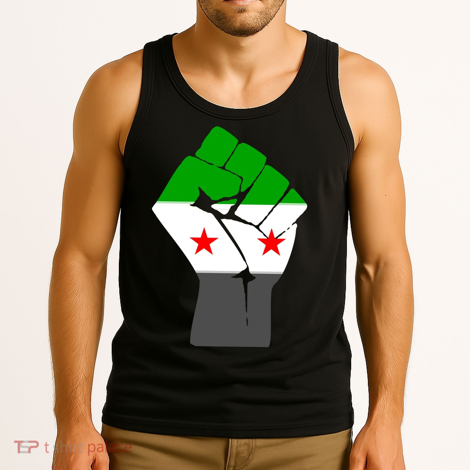 Free Syria Revolution Fist Flag Tank Top