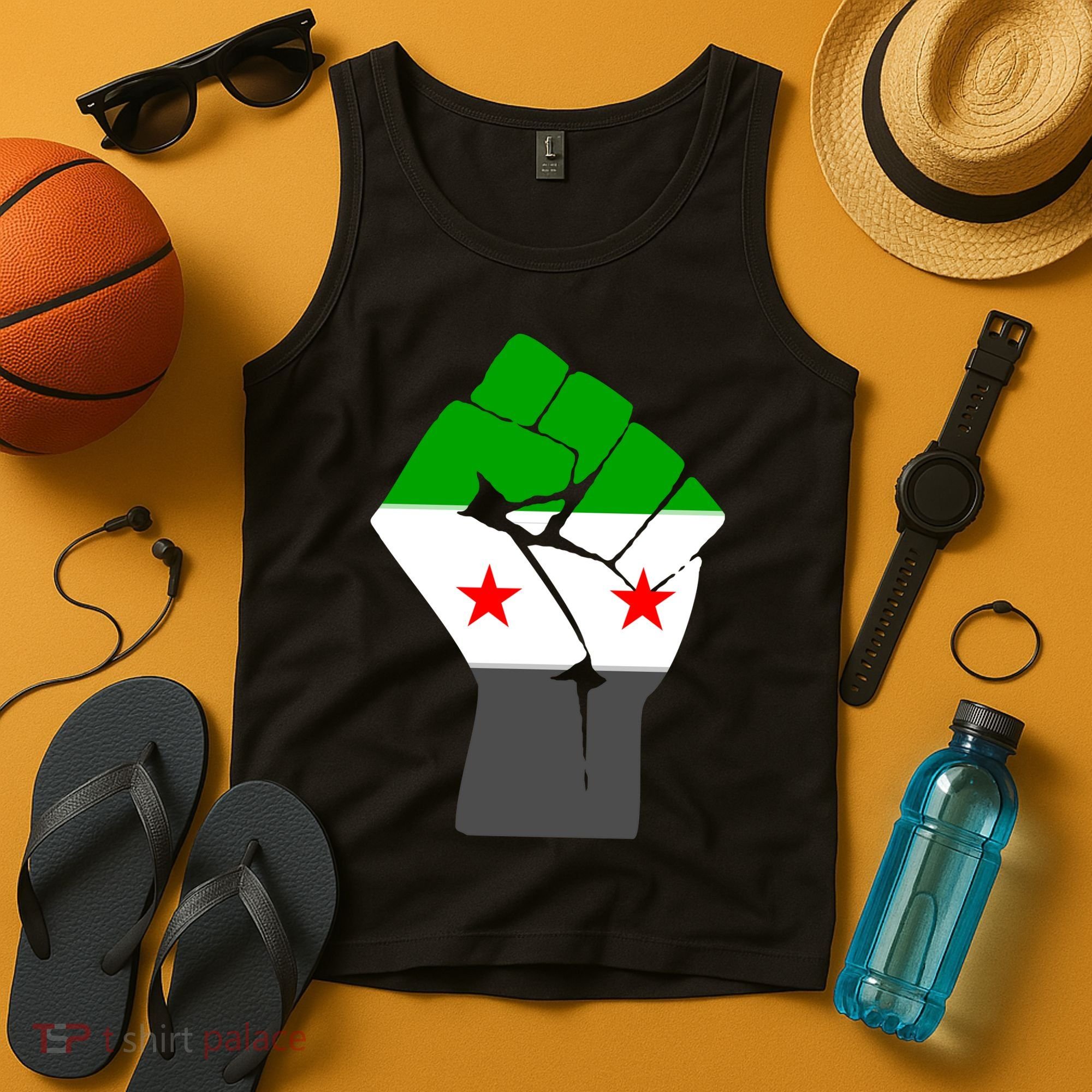 Free Syria Revolution Fist Flag Tank Top