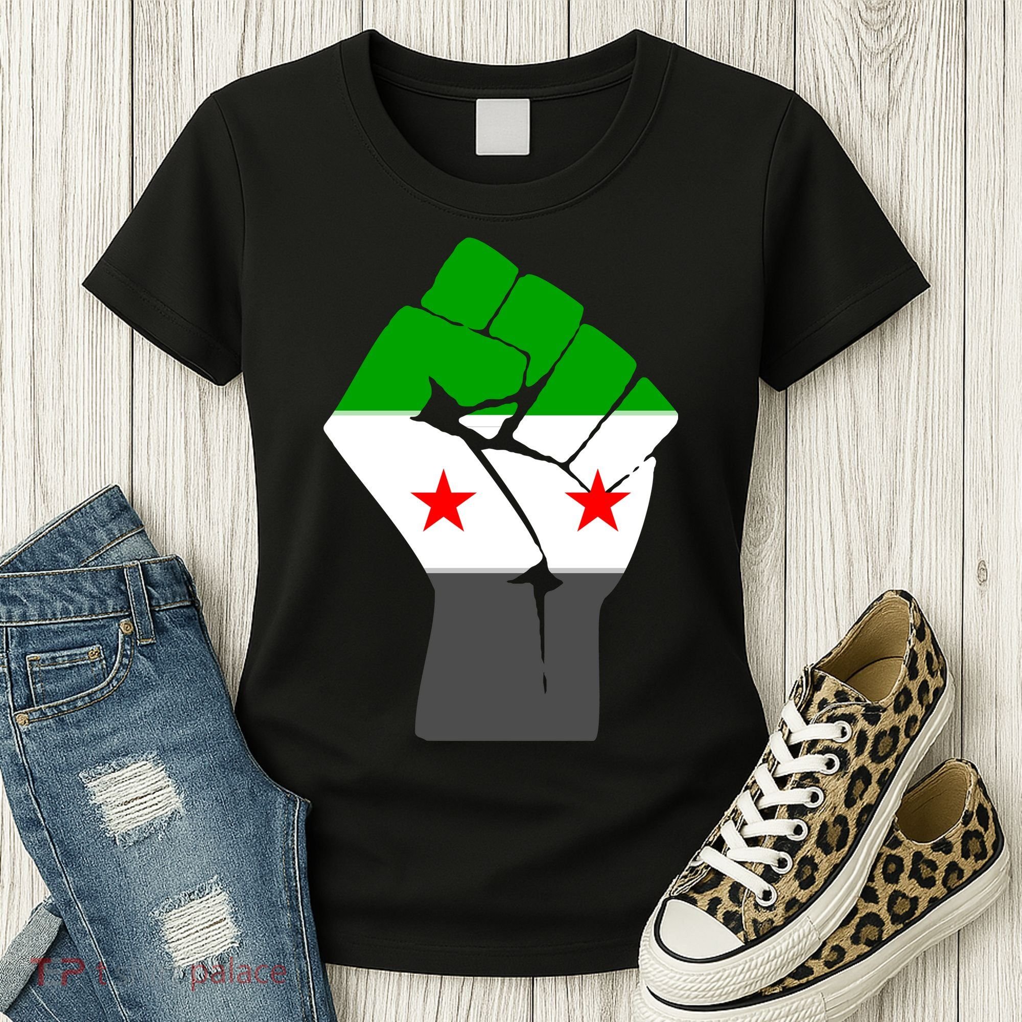 Free Syria Revolution Fist Flag Women's T-Shirt