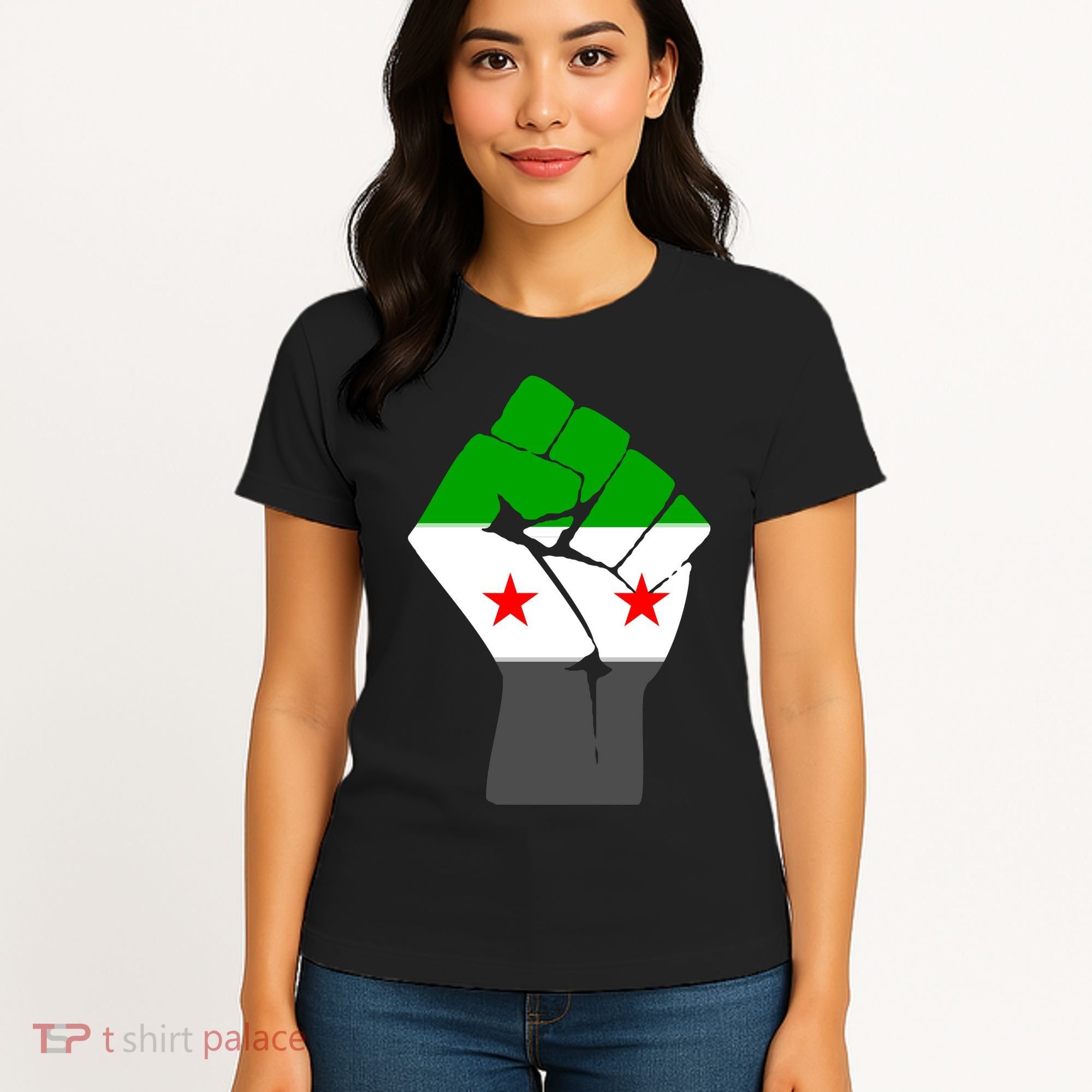 Free Syria Revolution Fist Flag Women's T-Shirt