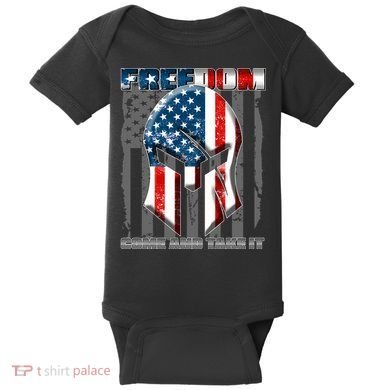 Freedom Come And Take It Gladiator US Flag Baby Bodysuit