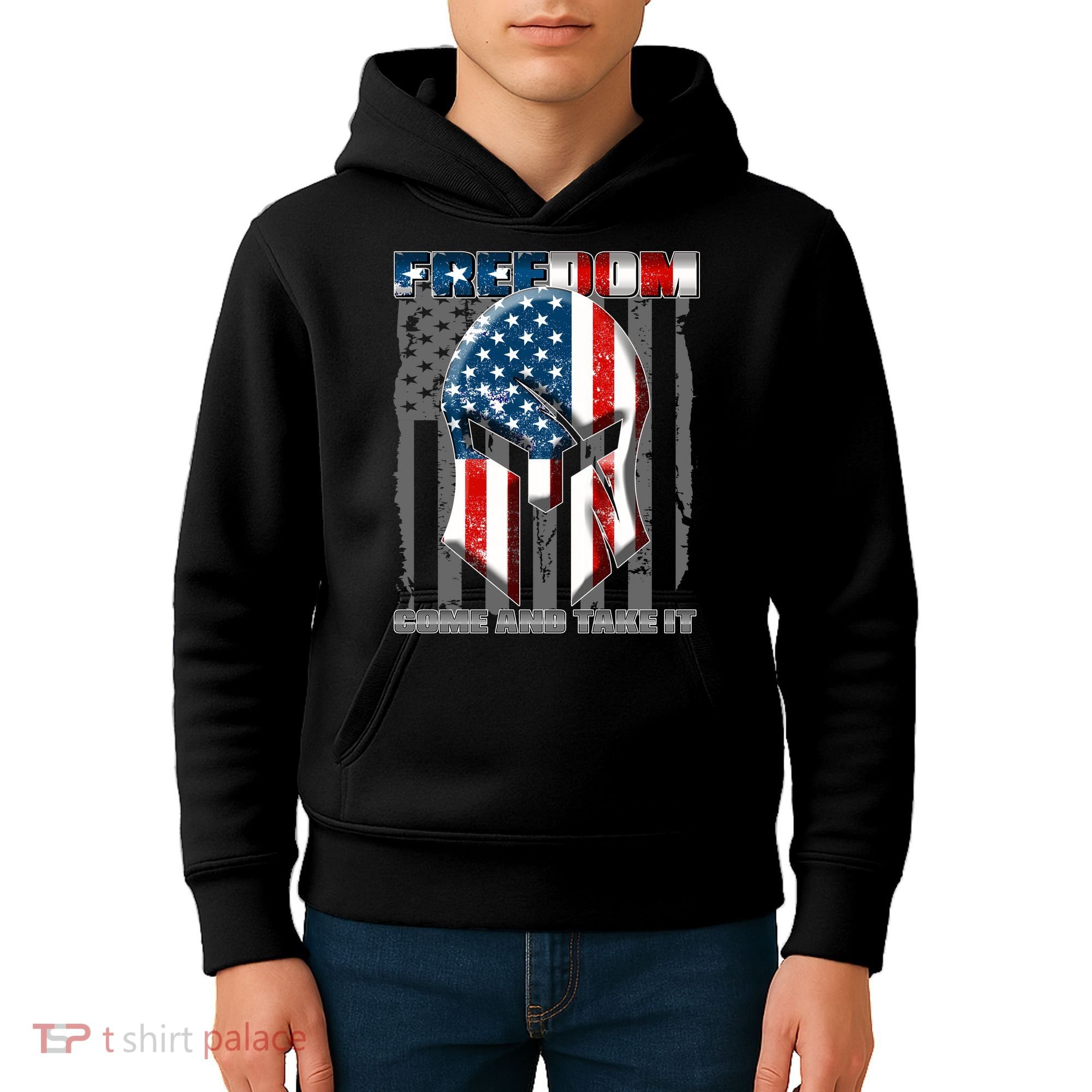 Freedom Come And Take It Gladiator US Flag Kids Hoodie