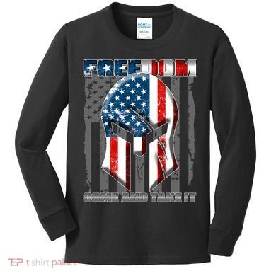 Freedom Come And Take It Gladiator US Flag Kids Long Sleeve Shirt