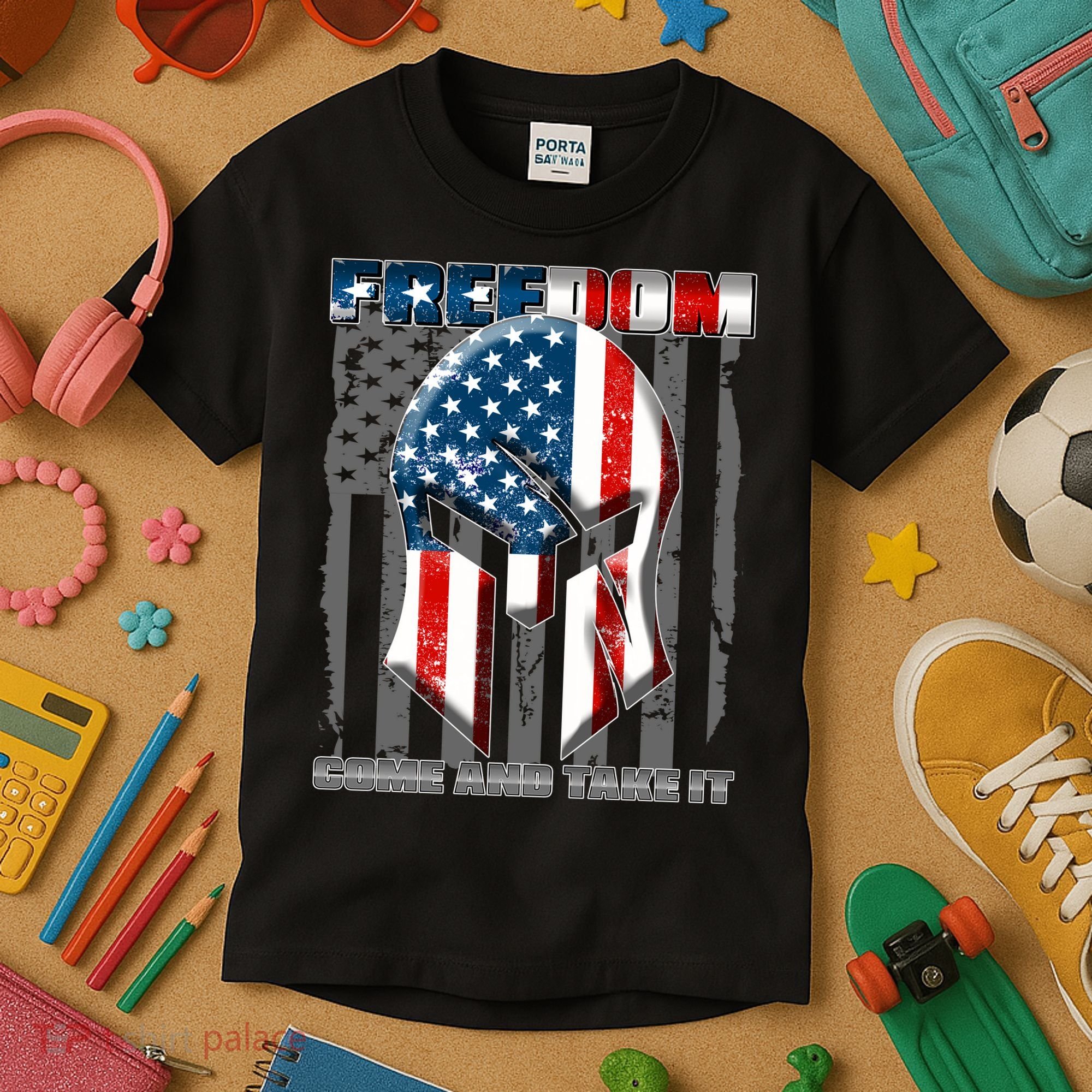 Freedom Come And Take It Gladiator US Flag Kids T-Shirt